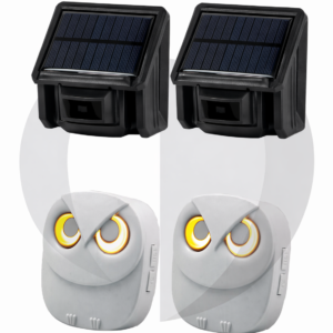 Oehoe  2 vogelhuisjes met 2 uilen-bellen